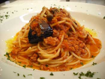 夜光杯ボローニャ風パスタ 夜光杯ボローニャ風パスタ