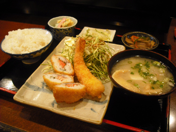 たぬきの里 エビフライミックス定食 たぬきの里 エビフライミックス定食